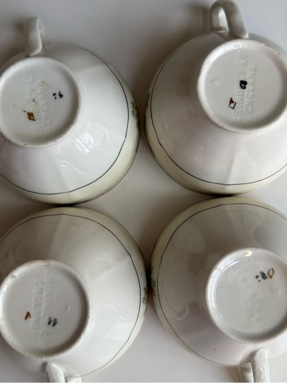 Set 8 Grindley England Vintage Teacup Gold Floral Porcelain